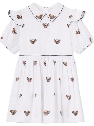 Shop Burberry Thomas Bear-motif Dress In White
