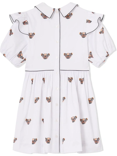 Shop Burberry Thomas Bear-motif Dress In White