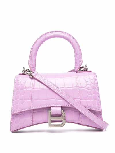 Shop Balenciaga Borsa Hourglass In Pink & Purple
