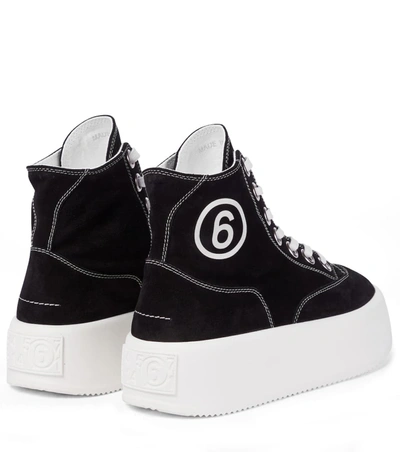 Shop Mm6 Maison Margiela High-top Suede Sneakers In 黑色