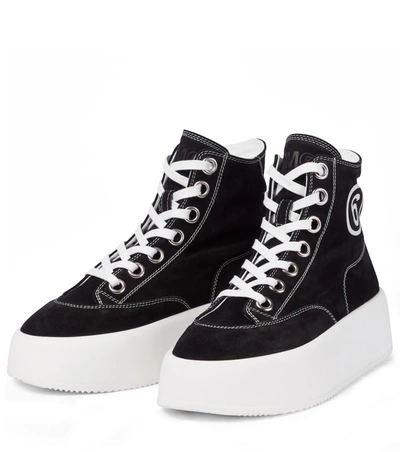 Shop Mm6 Maison Margiela High-top Suede Sneakers In 黑色