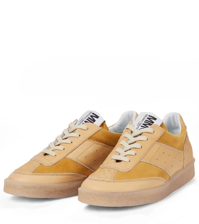 Shop Mm6 Maison Margiela Leather And Suede Sneakers In 米色