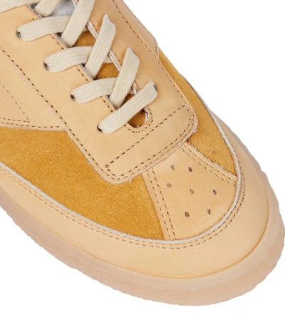 Shop Mm6 Maison Margiela Leather And Suede Sneakers In 米色