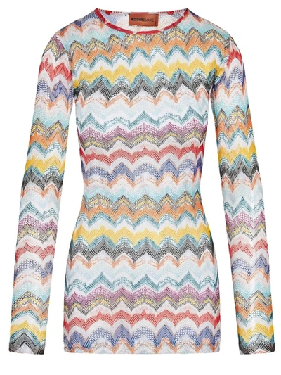 Shop Missoni Chevron-knit Blouse In Multicolore