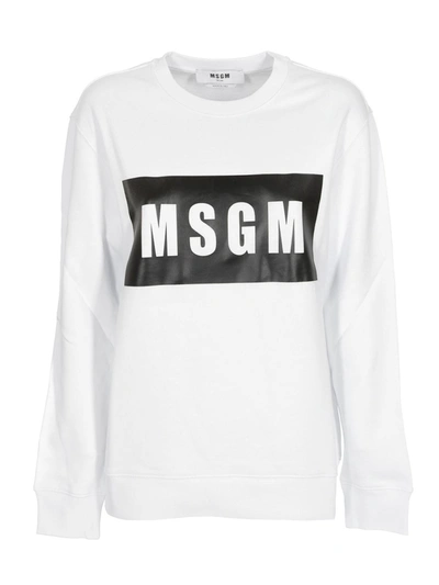Shop Msgm Box Logo Sweatshirt In White