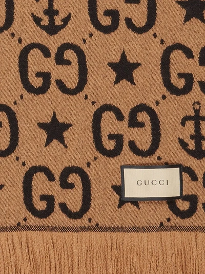 Gucci Gg Pattern Throw Blanket In Brown