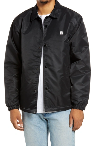 Shop Obey Icon Flight Jacket With Faux Fur Lining In Black