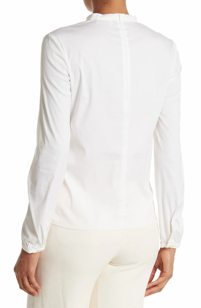 Shop Red Valentino Long Sleeve Tie Front Top In Bianco Ottico