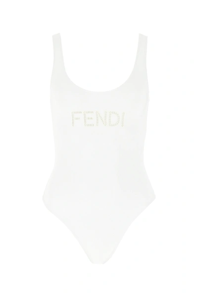 Shop Fendi White Stretch Nylon Swimsuit  Nd  Donna 40