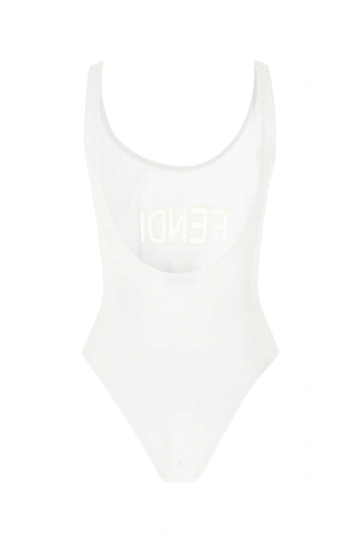 Shop Fendi White Stretch Nylon Swimsuit  Nd  Donna 40