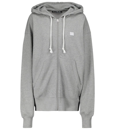 Acne Studios Fiah Face Patch Organic Cotton Zip Hoodie In Grey