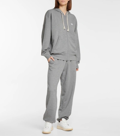 Acne Studios Fiah Face Patch Organic Cotton Zip Hoodie In Grey