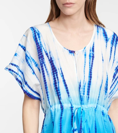 Shop Anna Kosturova Tie-dye Silk Kaftan In Blue