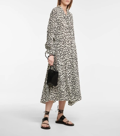 Shop Dorothee Schumacher Wild Moment Leopard-print Silk Midi Dress In Black