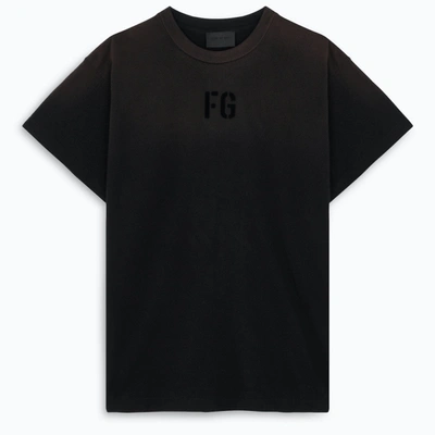 Shop Fear Of God Black T-shirt With Tone On Tone Logo