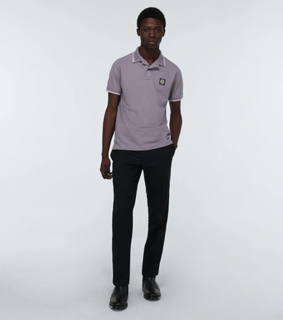 Shop Stone Island Short-sleeved Cotton Polo Shirt In Grey