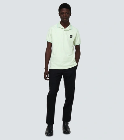 Shop Stone Island Short-sleeved Cotton Polo Shirt In Green