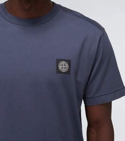 Shop Stone Island Short-sleeved Cotton T-shirt In Blue