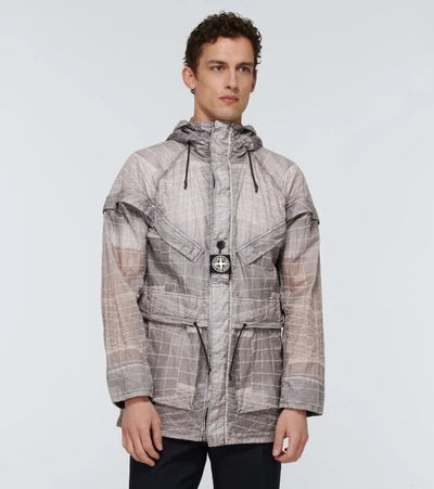Shop Stone Island Reflective Grid On Lamy-tc Jacket In Grey