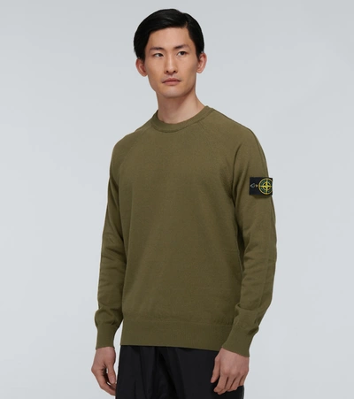 Shop Stone Island Crewneck Cotton Sweater In Green