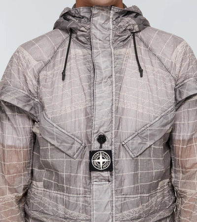 Shop Stone Island Reflective Grid On Lamy-tc Jacket In Grey