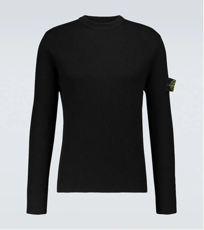 Shop Stone Island Crewneck Cotton Sweater In Black