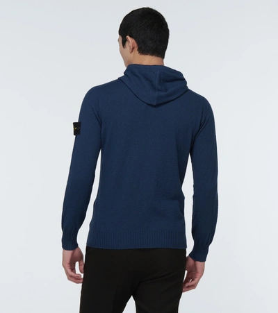 Shop Stone Island Zipped Hooded Sweater In Blue