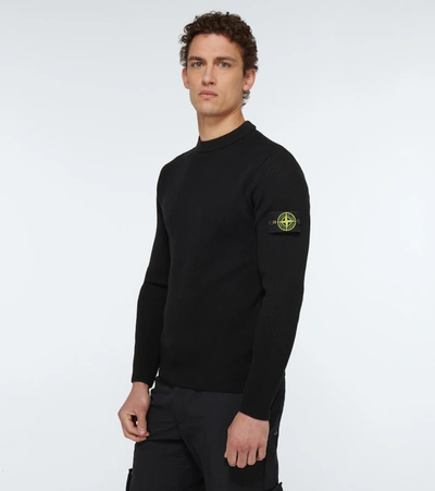 Shop Stone Island Crewneck Cotton Sweater In Black