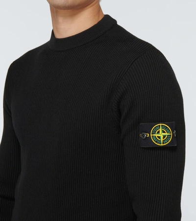 Shop Stone Island Crewneck Cotton Sweater In Black