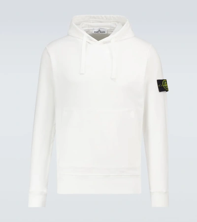 Shop Stone Island Logo Patch Hooded Sweatshirt In White