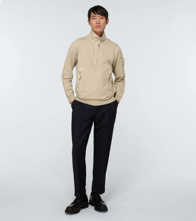 Shop Stone Island Half-zipped Sweatshirt In Beige