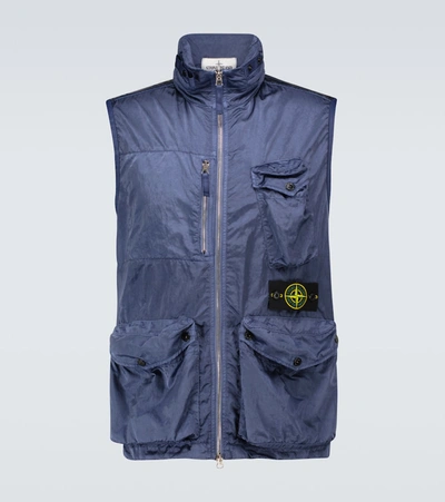 Shop Stone Island Nylon Raso-tc Gilet In Blue