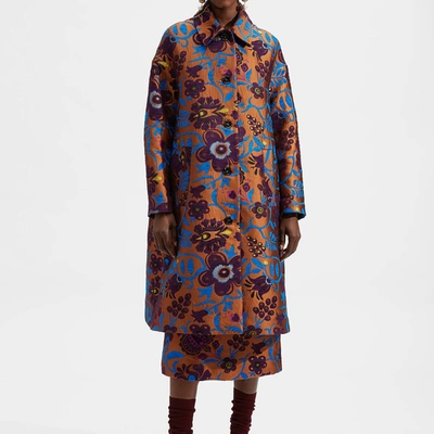 Shop La Doublej Boxy Coat In Jacquard Selva