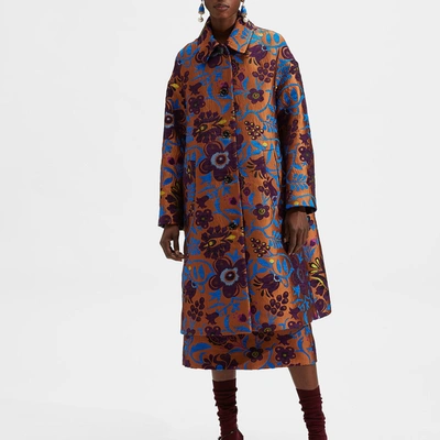 La Doublej Patterned-jacquard Single-breasted Coat In Jacquard Selva