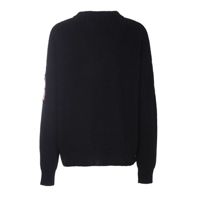 Shop La Doublej Crew Boy Sweater In Tinta Unita Nero