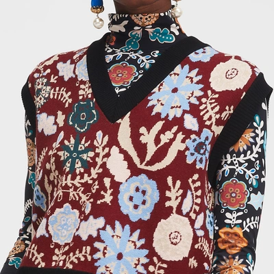 Shop La Doublej Sweater Vest In Fire Flower Bordeaux