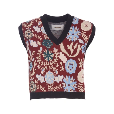 Shop La Doublej Sweater Vest In Fire Flower Bordeaux