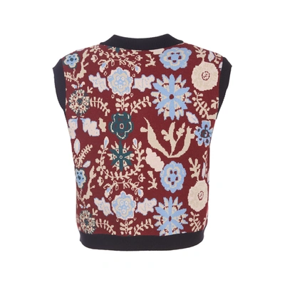 Shop La Doublej Sweater Vest In Fire Flower Bordeaux