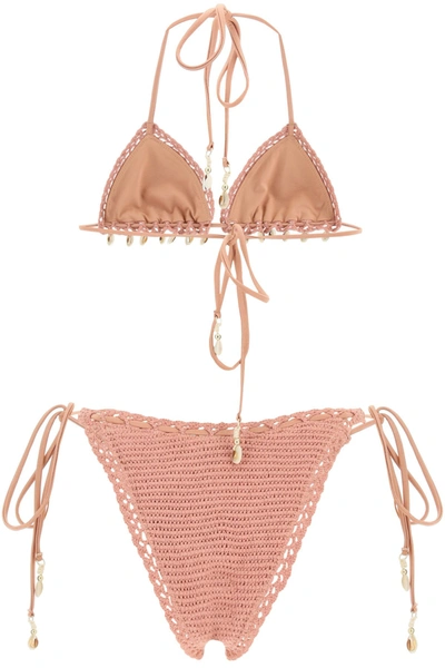 Shop Zimmermann Cassia Crochet Bikini In Pink