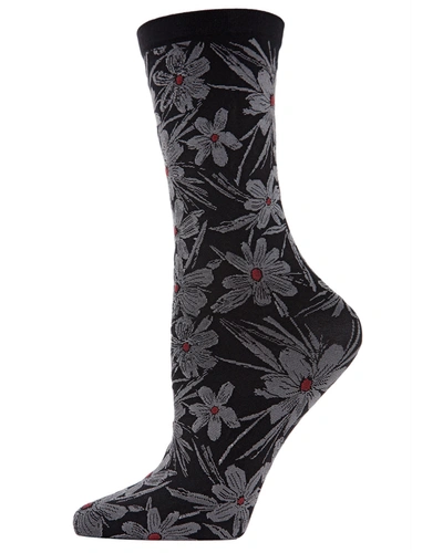 Shop Natori Abstract Floral Sock In Black
