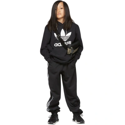 Shop Adidas Originals Kids Black Trefoil Hoodie In Black/white