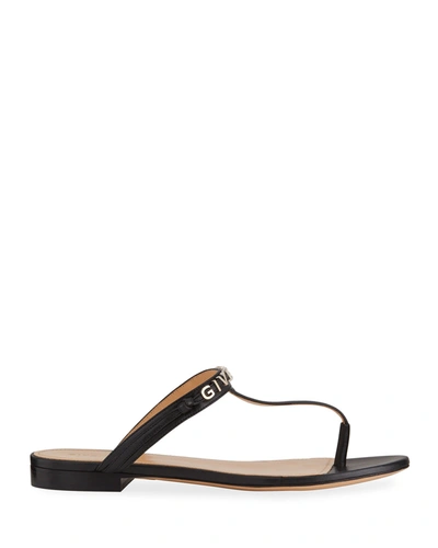 Shop Givenchy Elba T-strap Logo Thong Sandals In Black