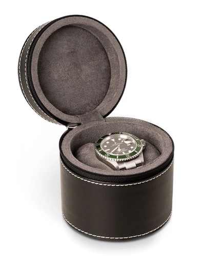 Shop Bey-berk Men's Landon Leather Watch Case In Black