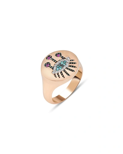 Shop Beegoddess 14k Rose Gold Eye Light Multi-diamond Ring