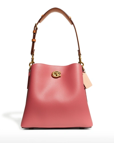 Shop Coach Willow 24 Leather Bucket Bag In B4rouge Multi