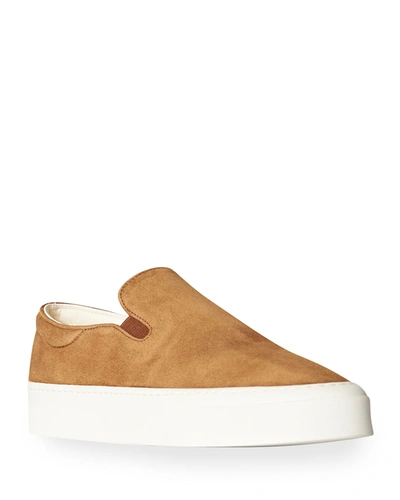 Shop The Row Marie H Suede Slip-on Sneakers In Caramel