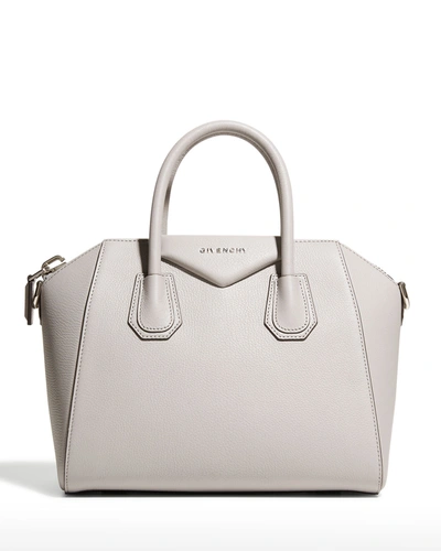 Shop Givenchy Antigona Small Sugar Goatskin Satchel Bag In Medium Grey