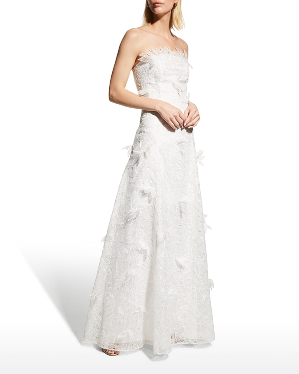 metallic embroidered organza gown