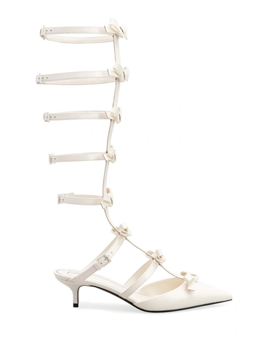 Shop Valentino French Bows Gladiator To-the-knee Pumps In A03 Ivory