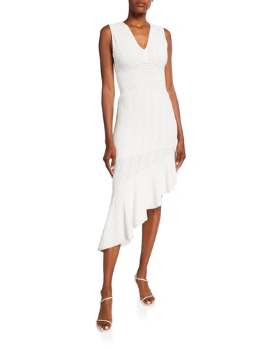 Shop Milly Asymmetrical-hem Sleeveless Dress In White